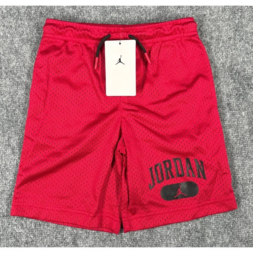 Jordan Boys Size 4 XS Red Mesh Gym Athletic Shorts Jumpman Logo NWT